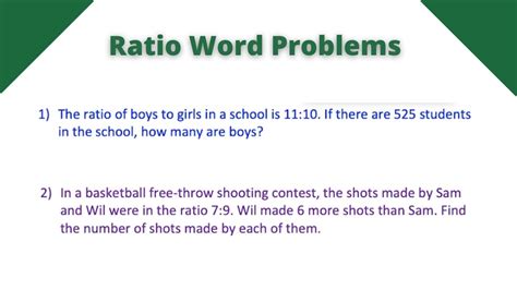 Ratio Word Problems And Answers