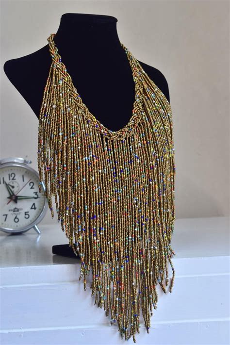 African Maasai Handmade Beaded Necklace Tribal Chunky Multi Etsy