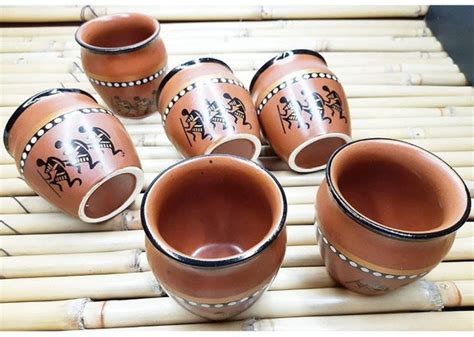 Buy Siddhi Vinayak Creation Ceramic Brown Handpainted Kullad Tea Cups