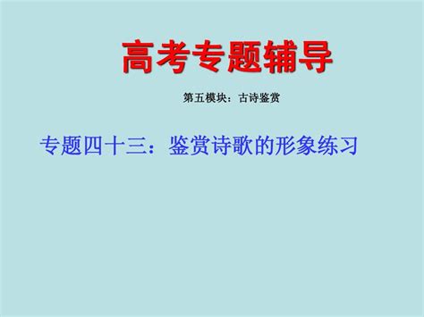 高考语文二轮专题复习课件四十三下：鉴赏诗歌的形象练习word文档在线阅读与下载无忧文档