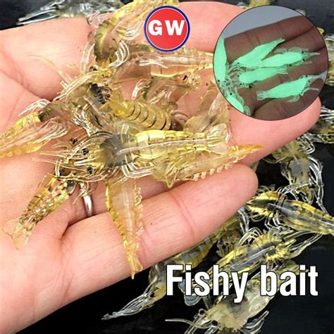 4cm Soft Luminous Shrimp Fishing Lure With Hook Swivel Beads Artificial