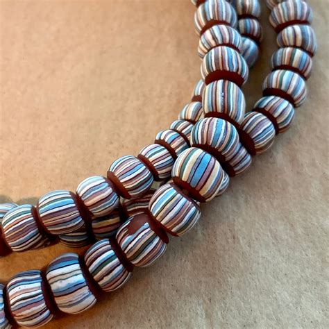 New Java Orange Glass Beads Striped