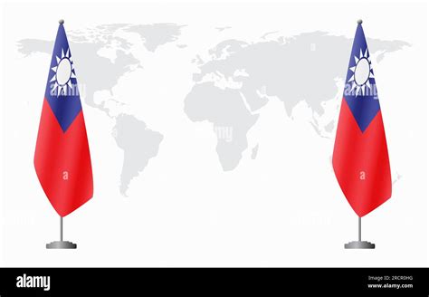 Taiwan And Taiwan Flags For Official Meeting Against Background Of