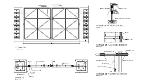 College Main Gate Plan Elevation And Section Detail Dwg File Cadbull