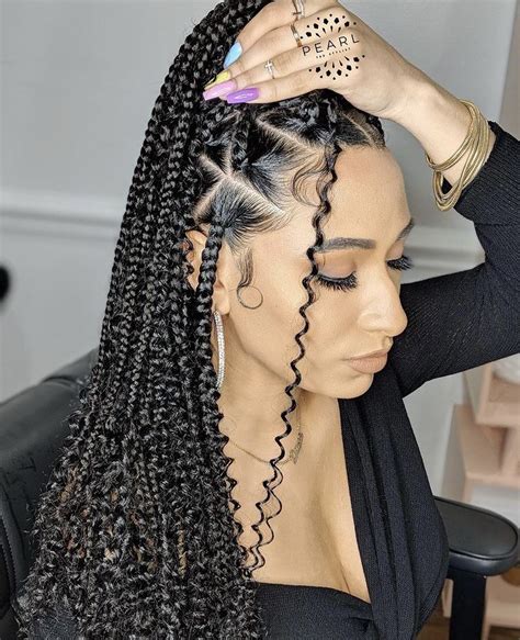 Large Boho Knotless Braids Braids With Curls Braided Hairstyles Updo