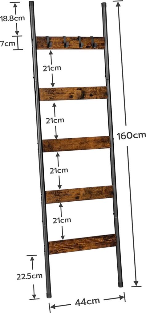 Handdoekhouder Op Voet Ladder Met 5 Niveaus Met 4 Haken Plafondhouder