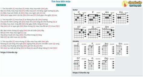 Chord: Tìm hoa bốn mùa - tab, song lyric, sheet, guitar, ukulele | chords.vip