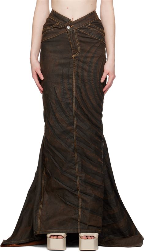 SSENSE Exclusive Brown Denim Maxi Skirt By Masha Popova On Sale