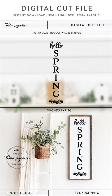 Hello Spring Svg Spring Svg Vertical Porch Sign Modern Farmhouse SVG