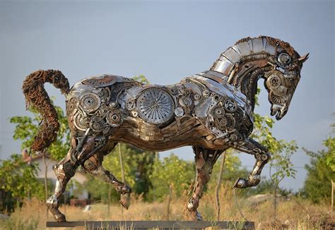 A Horse Sculpture Made Of Junk Rpics