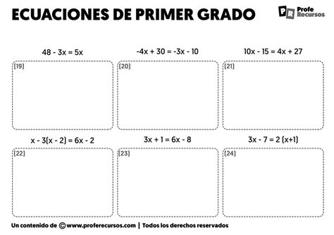 Ecuaciones De Primer Grado Ejercicios Soluciones