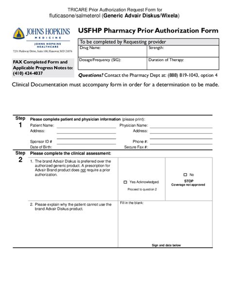 Fillable Online TRICARE Prior Authorization Request Form For Fax