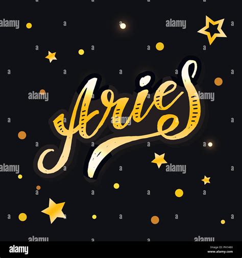 Aries Lettering Calligraphy Brush Text Horoscope Zodiac Sign