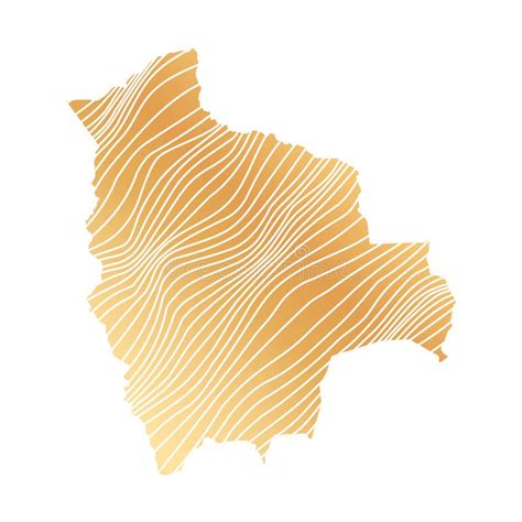 Abstract Map Of Bolivia Vector Illustration Of Striped Gold Colored