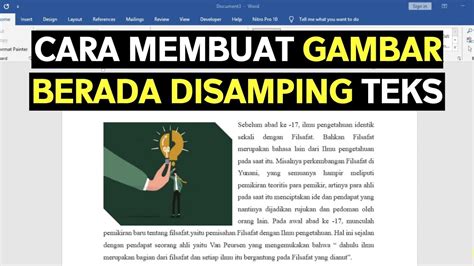 Cara Membuat Tulisan Disamping Gambar Word Youtube