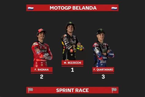 Hasil Sprint Race MotoGP Belanda 2023 Bezzecchi Podium Satu