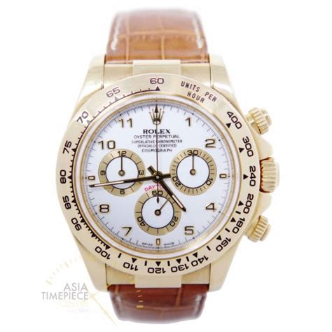 Rolex Daytona Cosmograph White Arabic Dial K Gold