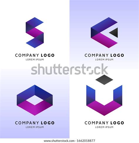 Pack Abstract Geometric Shapes Logo Design Stock Vector Royalty Free