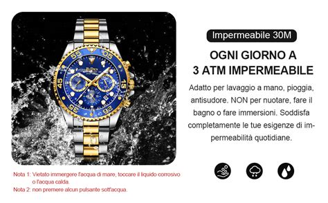 Hanposh Orologio Uomo Orologio Militare Acciaio Cronografo Impermeabile