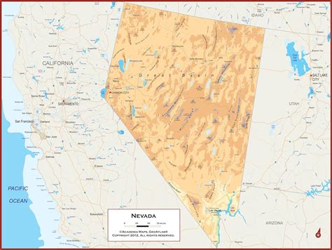 Amazon X Nevada State Wall Map Poster With Topography