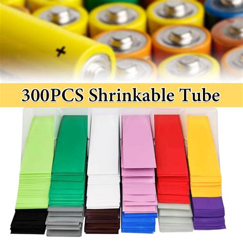 300 Pcs PVC Heat Shrink Tubing Battery Tube Wrap Kit W Box For 18650