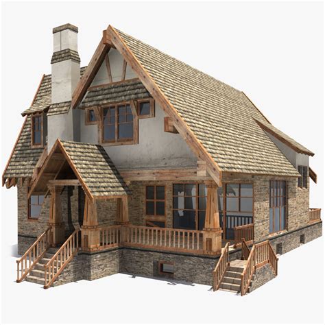 Country Low Poly House 3D Model CGTrader