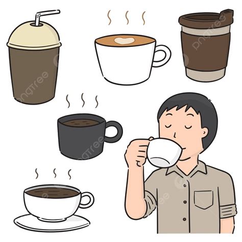 Set Of Coffee Mocha Cartoon Line Vector Mocha Cartoon Line Png And