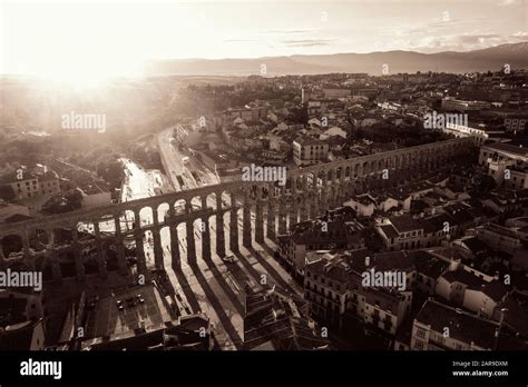 Segovia ancient Roman Aqueduct aerial view in Spain Stock Photo - Alamy