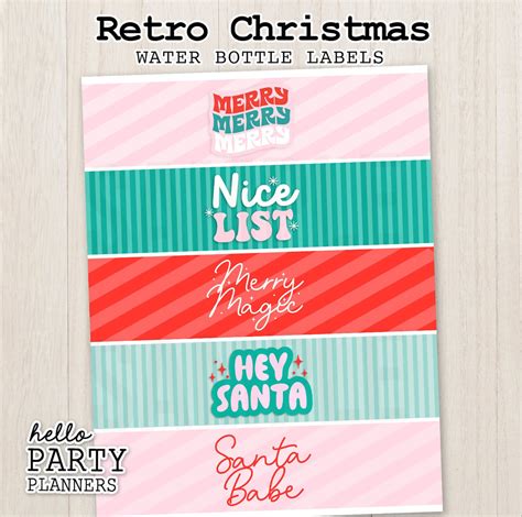 Christmas Water Bottle Labels Christmas Party Holiday Water Bottle