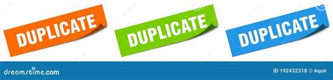 Duplicate Banner Duplicate Speech Bubble Label Set Stock Vector