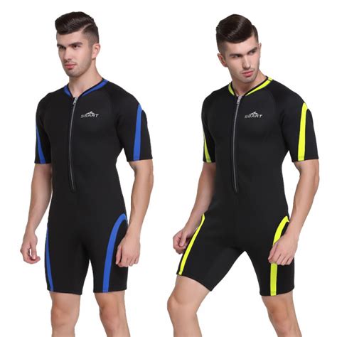 Men 2mm Scr Neoprene Warm Shorty Springsuit Front Zip Wetsuit Rash