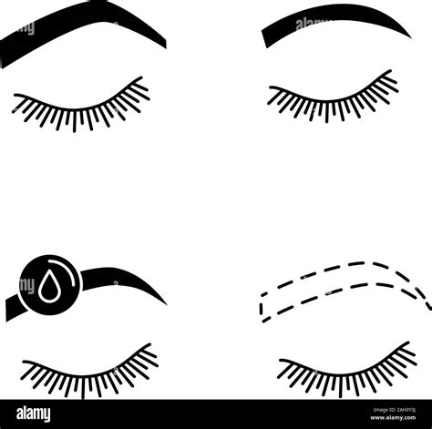 Cejas Conformación Glifo Conjunto De Iconos Empinadas Y Redondeadas