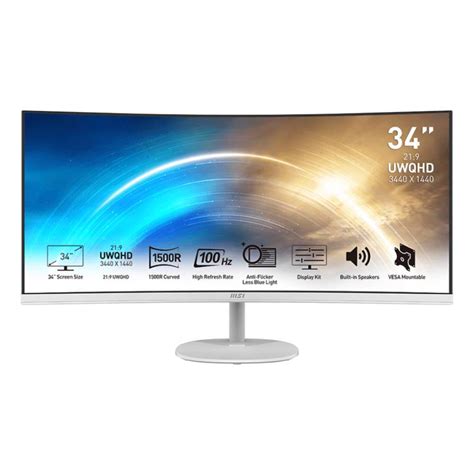 Msi Pro Mp341cqw 34 100hz 1ms Hdmi Dp Anti Glare Freesync Hdr300 Uwqhd