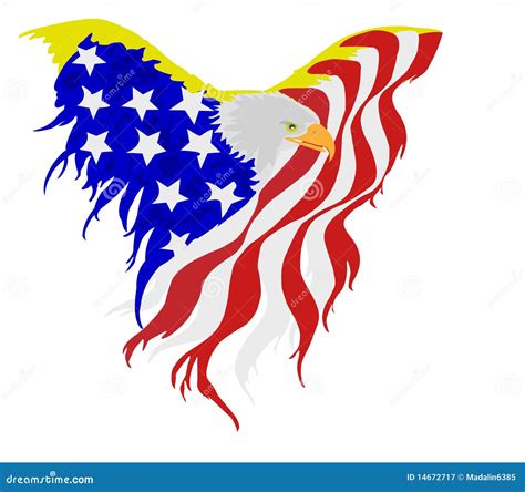 American Bald Eagle With Flag Cartoon Vector | CartoonDealer.com #24285699