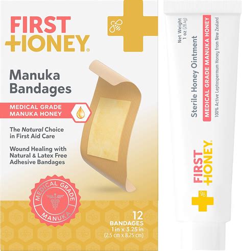 First Honey Manuka Honey Ointment Honey Adhesive Bandages Bundle Antibiotic Free