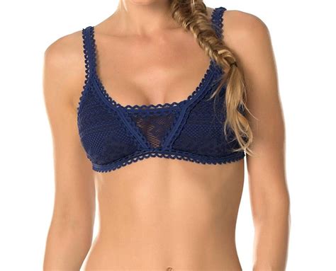 Buy Becca Triangle Bikini Top In Prairie Rose Navy Multi At 28 Off