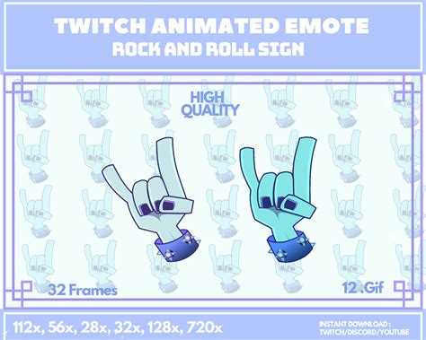 Rock and Roll ANIMATED Emote Sign, Twitch Emote Animated, Rock and Roll ...