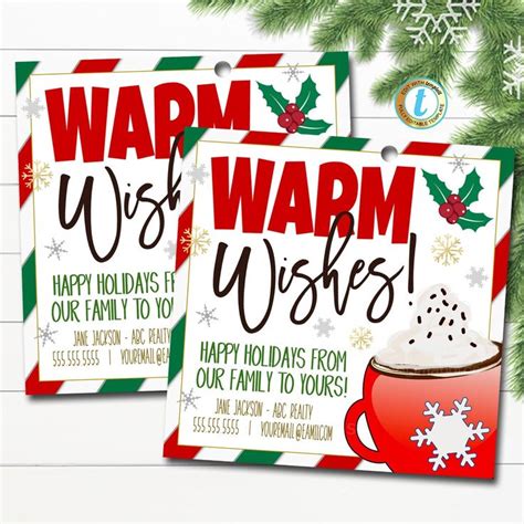 Christmas Warm Wishes Realtor Hot Chocolate Pop By Gift Tags For