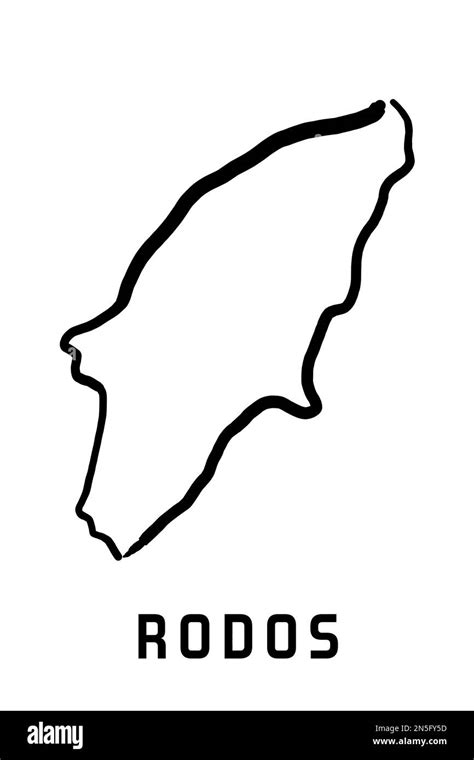 Rodos Island Map In Greece Simple Outline Vector Hand Drawn