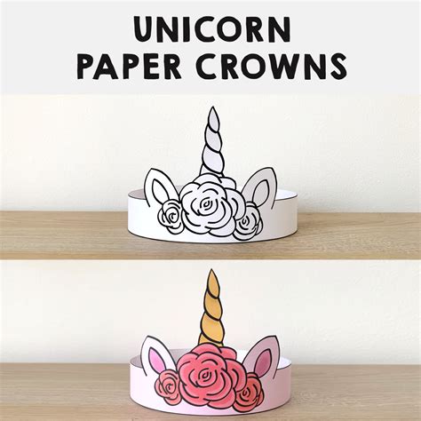 Unicorn Paper Crowns Printable Flowers Coloring Craft Activity Made