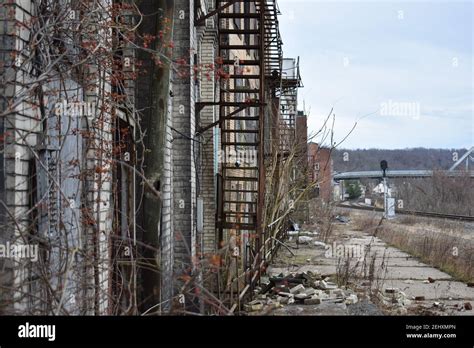 Depressed Rust Belt Town With Abandoned Buildings In Brownsville