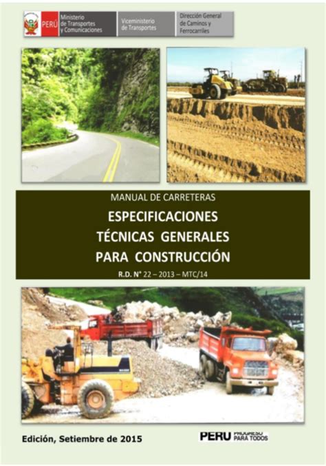 DESCARGAR MANUAL DE CARRETERAS ESPECIFICACIONES TÉCNICAS GENERALES