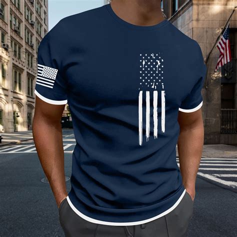 Dyfzdhu Independence Day T Shirts For Men Plus Size Graphic T Shirt