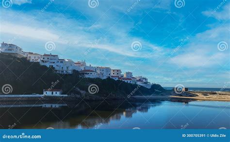 Praia De Odeceixe Mar Beach With Golden Sand Atlantic Ocean River