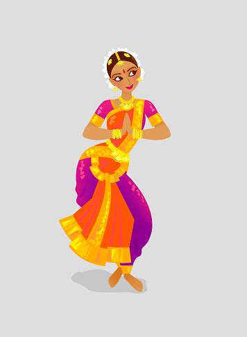 Ilustrasi Seorang Wanita Menari Tarian India Dengan Gaya Bharatanatyam ...