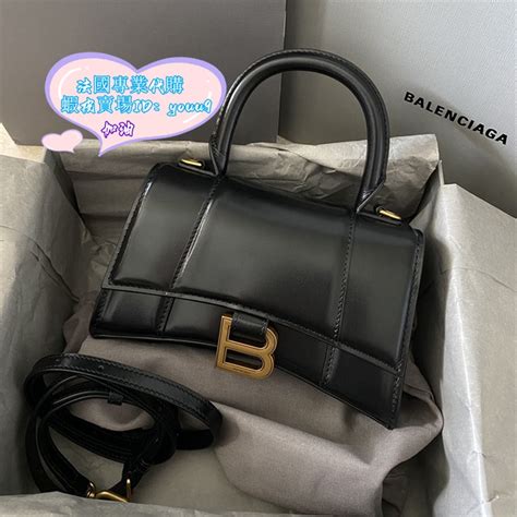 【法國二手】 Balenciaga 巴黎世家 女士 單肩包 鱷魚壓紋hourglass 沙漏包 S號黑扣 斜背包手提包 蝦皮購物