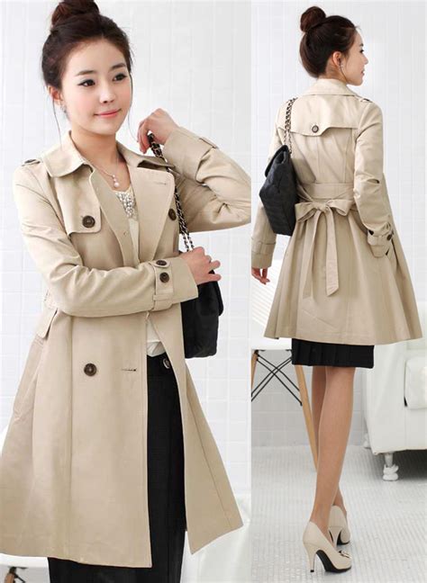 Bowknot Belted Double Breasted Trench Coat On Luulla