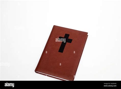 Thr Old Bible Leather Bible With Cross On Cover Stock Photo Alamy