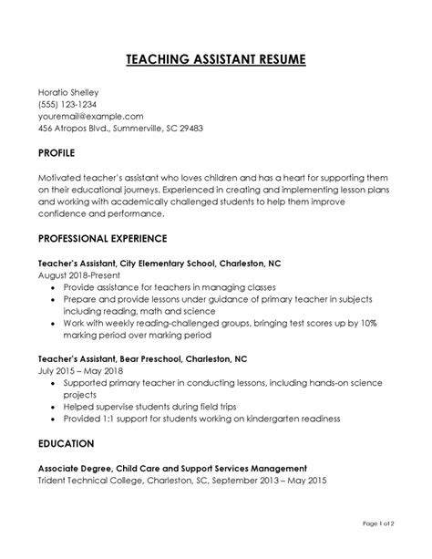 24 Teacher Assistant Resume Examples Writing Tips