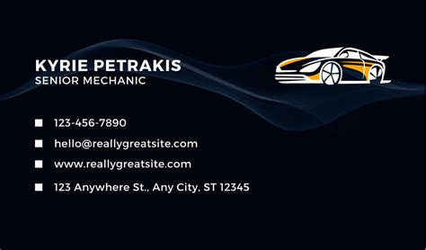 Black Mechanic Business Card Design Shareecard